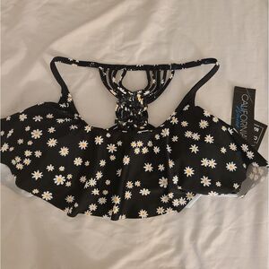 NWT California waves LG flower padded bikini top